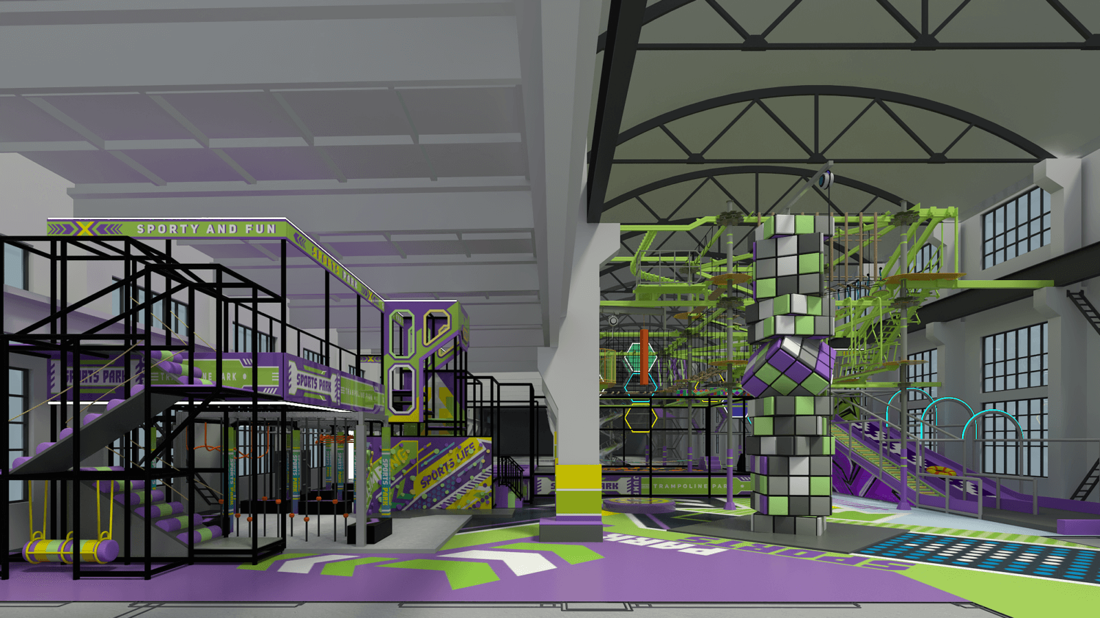 Mult Level Arenas Industrial Space to FEC Conversion: Creative Design Case Study | Funlandia