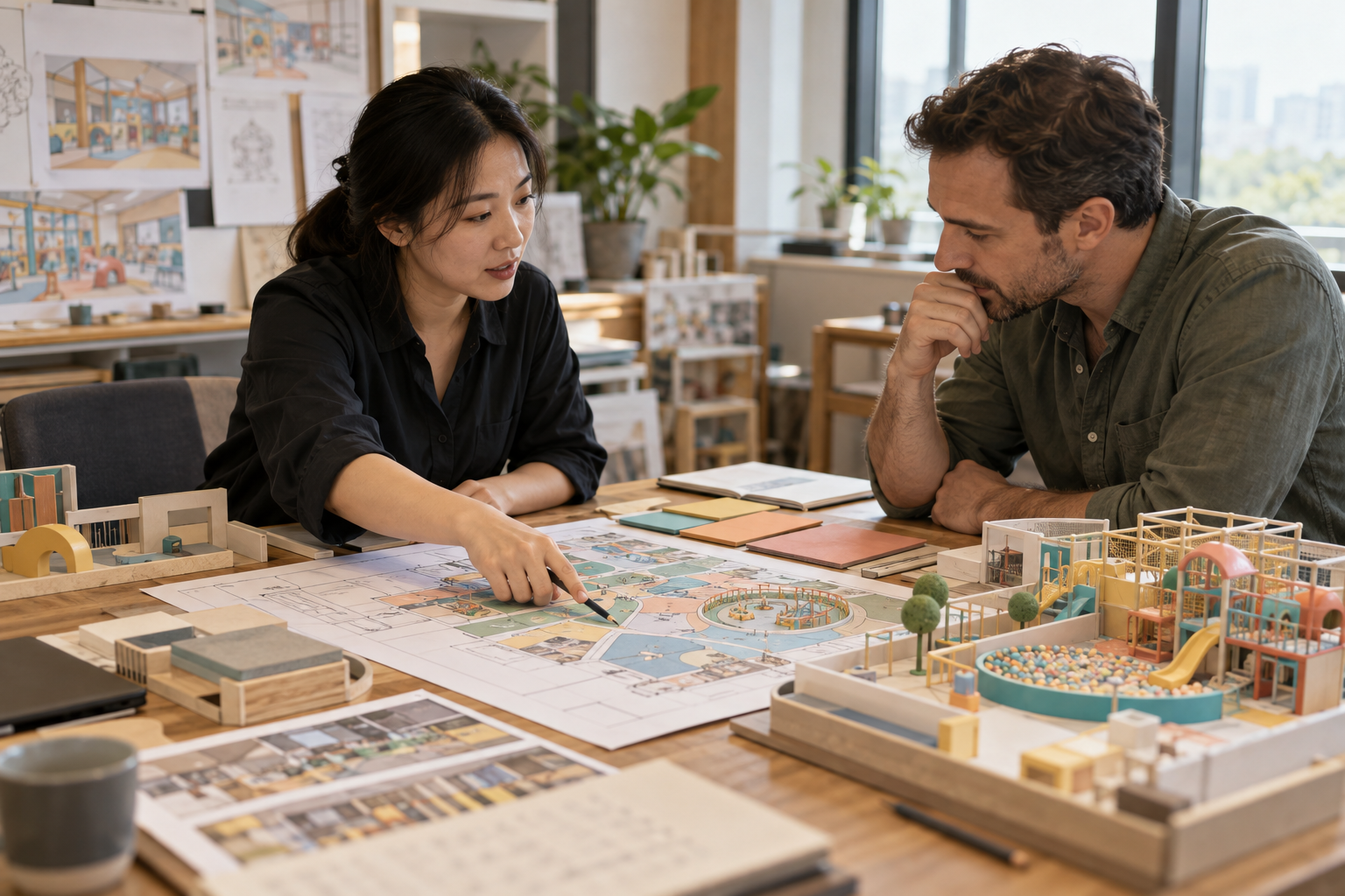 Illustrative discussion around a park layout